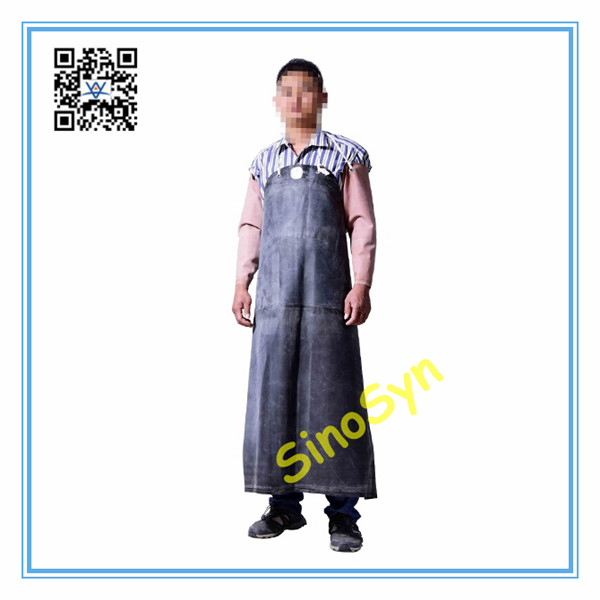 FQ1749 Single Side Rubber Acid-Proof Apron Working Safty Protective Waterproof 48inch--Black